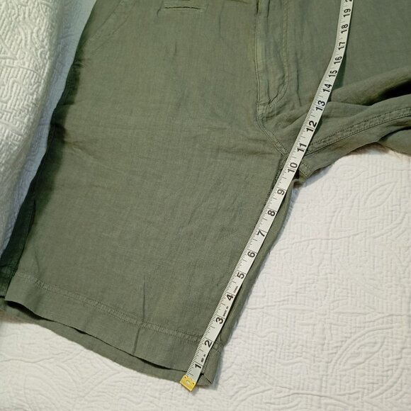 Escales Paris Casual Shorts Mens Olive Green 100% Linen Size 40 EU - Picture 11 of 13